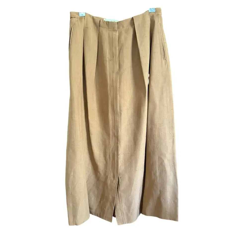 1950s Vintage NEIMAN MARCUS | Dupioni Silk Light Brown Tulip Skirt  | Size 2